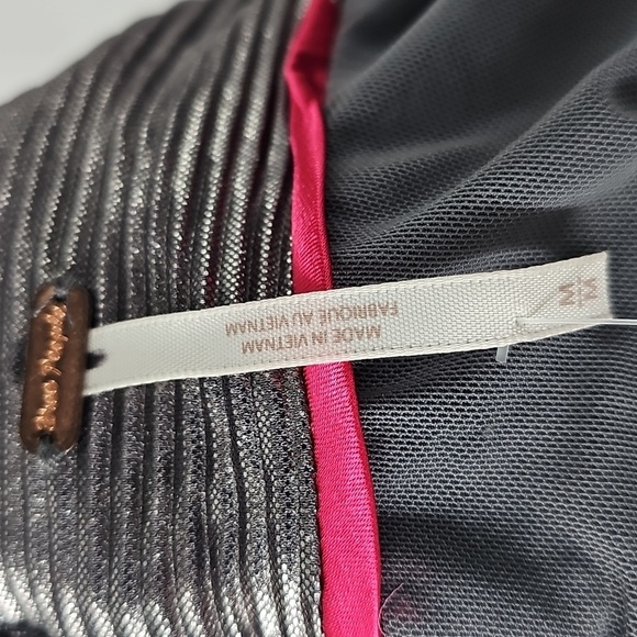 Free People Mila Silver Metallic Textured Open Back Mock Turtleneck Maxi Sz:L - Picture 10 of 13